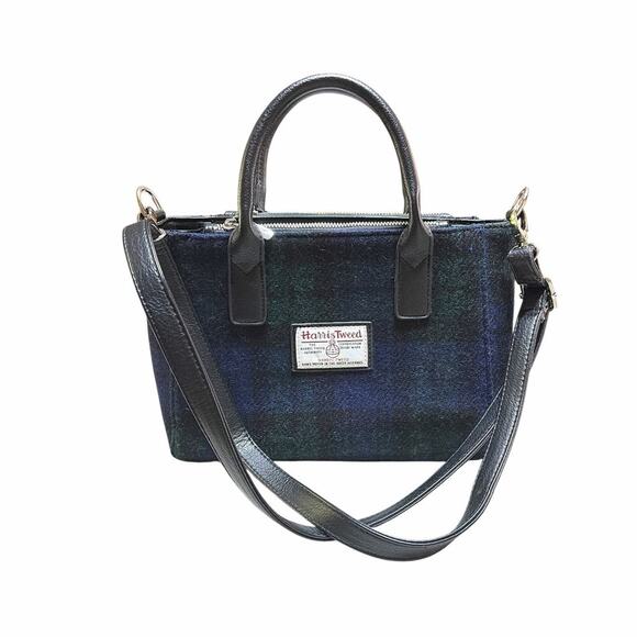 Harris Tweed Handbags - Harris Tweed Glen Appin Black Watch Plaid Brora Small Tote Bag Shoulder Strap